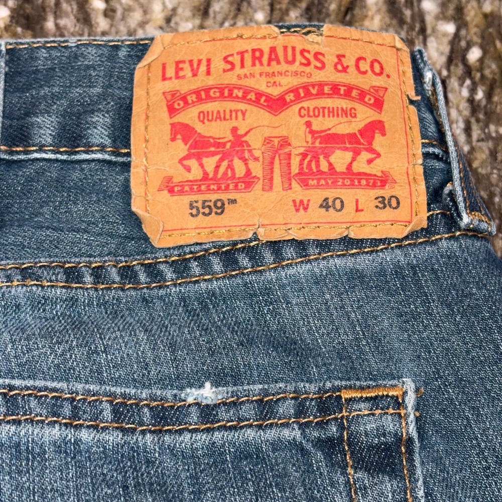 Relaxed Straight Leg Jeans Denim Mens 40x30 Blue‎ Levi's 559